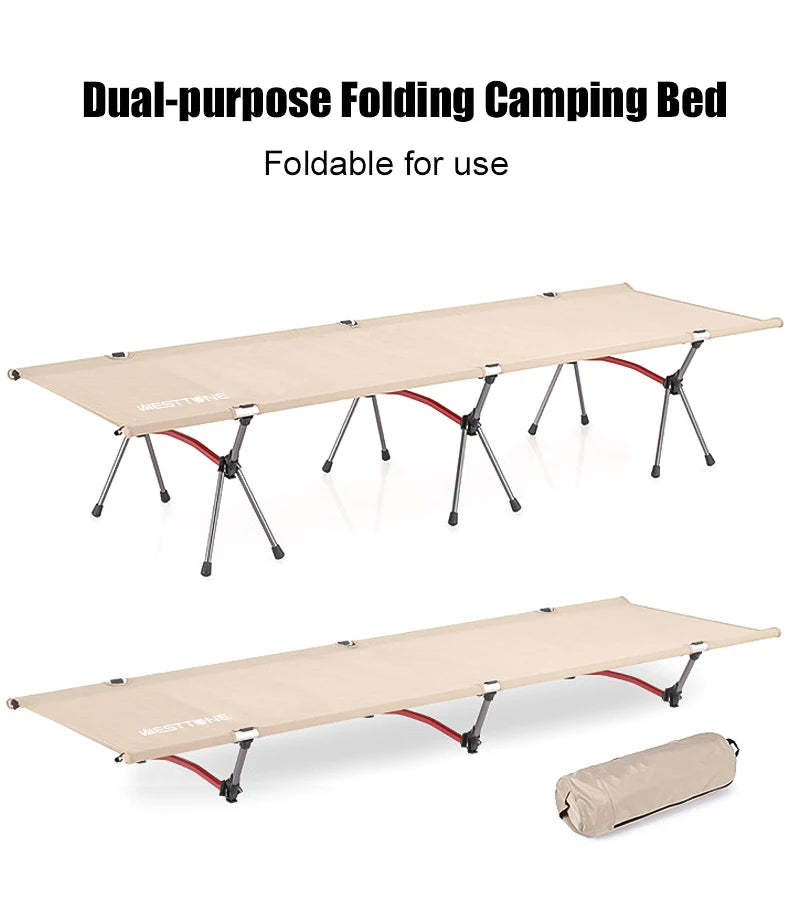 WESTTUNE Portable Folding Camping Cot – Ultralight Aluminum Sleeping Bed for Outdoor Travel